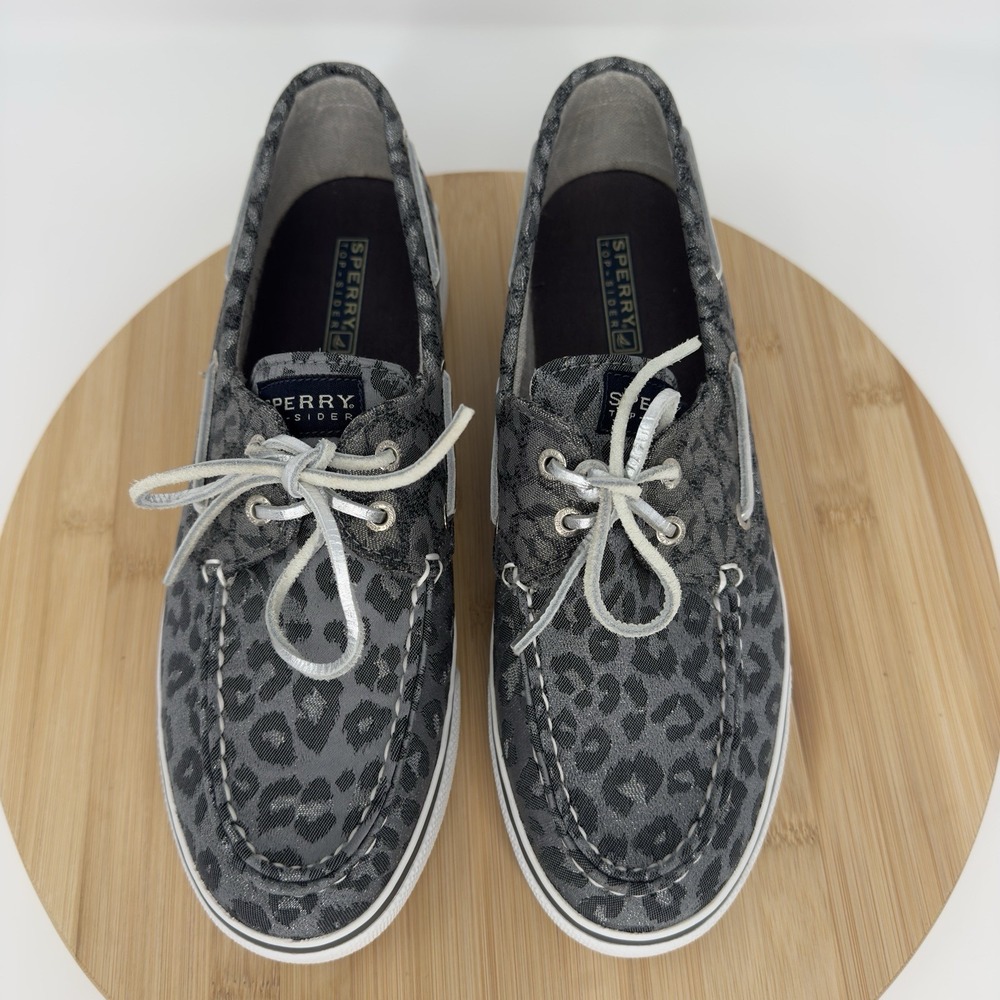 Sperry Top-Sider Shoes Womens Size 9.5 Gray Leopard Print Boat Shoe Flats - Picture 4 of 10